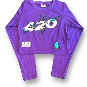 Wolfpac band long sleeve crop  420 streetwear embroidered‎ cotton shirt medium